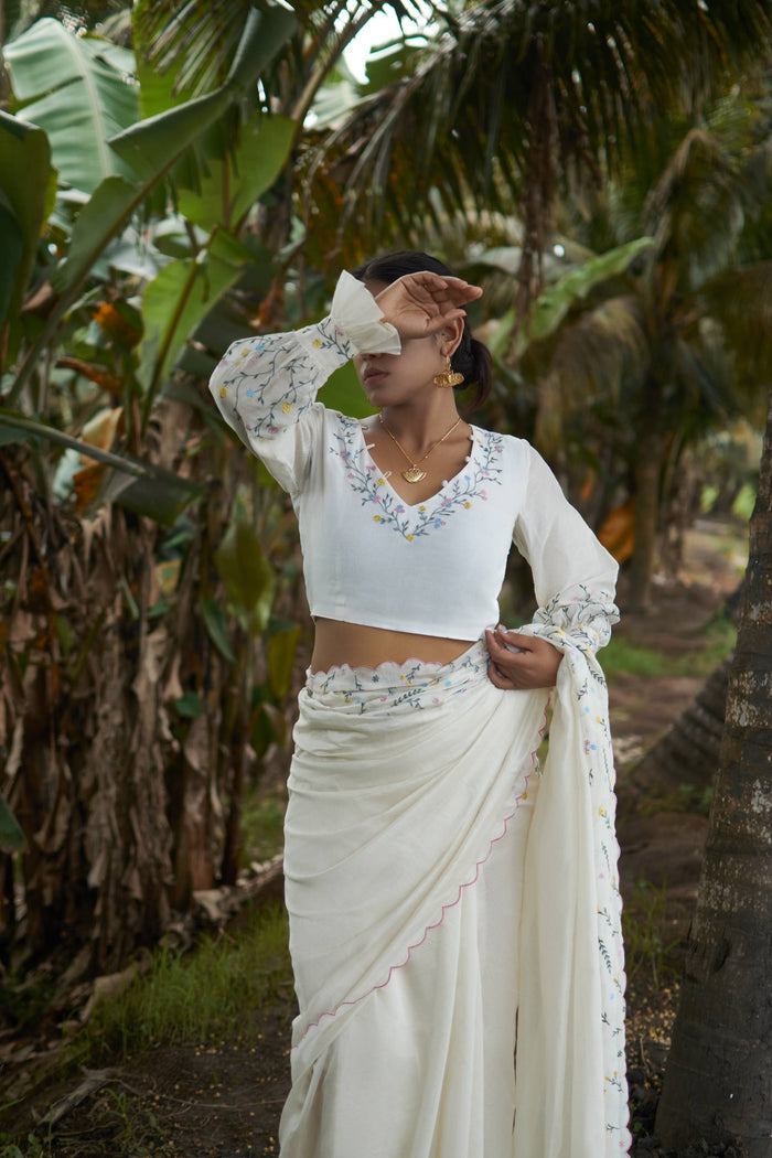Mace│White embroidered blouse - kavana.in