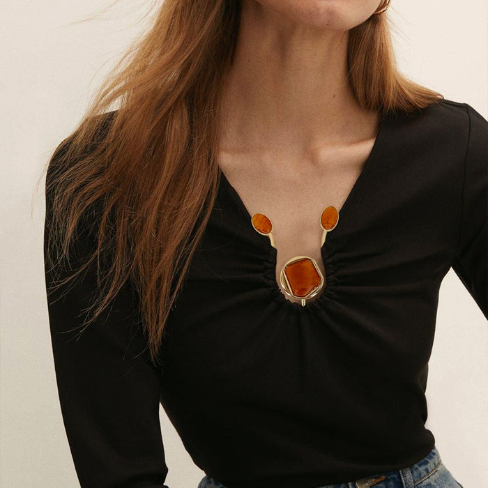 Marble Stone Embellished Buckle