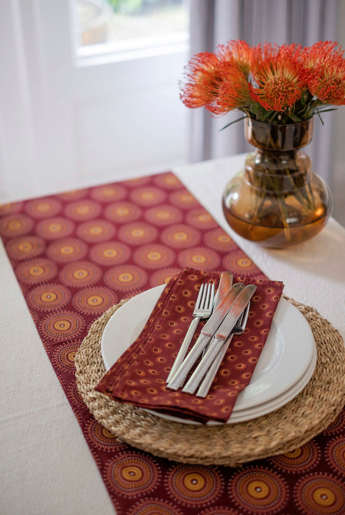 Maroon Shweshwe Cotton Napkins (Set of 6)