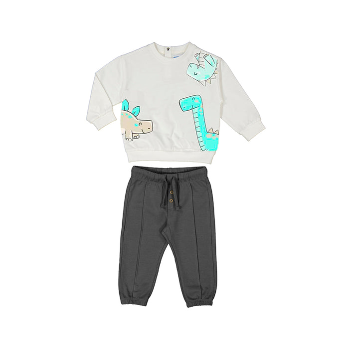Mayoral 2pc Pullover Tracksuit - Charcoal Dinosaurs
