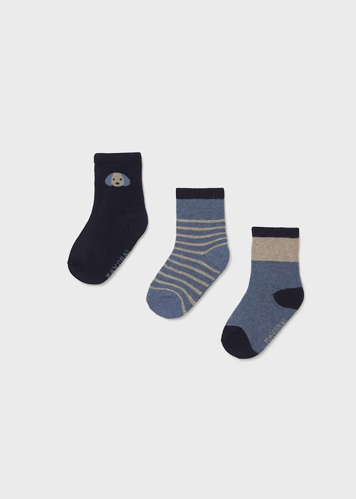 Mayoral 3 Pairs Sock Set - Dark Blue