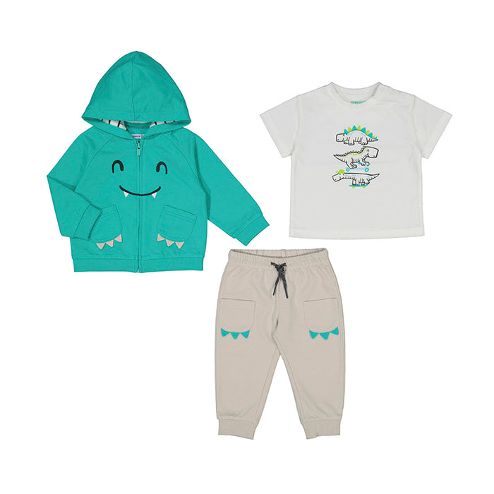Mayoral 3 piece Tracksuit - Lake/Bone Dinosaurs