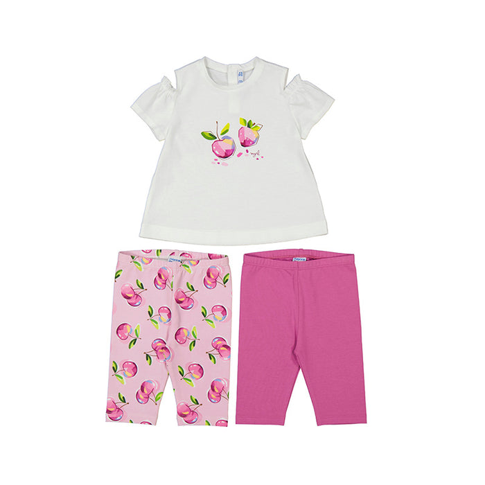Mayoral 3pc Leggings Set - Mauve Cherries