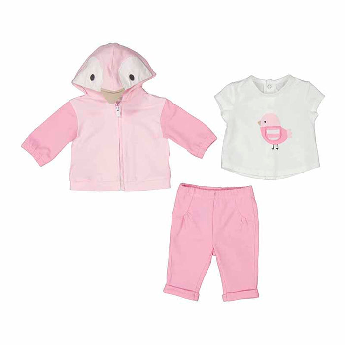 Mayoral 3pc Tracksuit with Hoodie - Bubblegum Birds