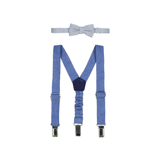 Mayoral Bowtie and Suspenders Set - Capri Blue