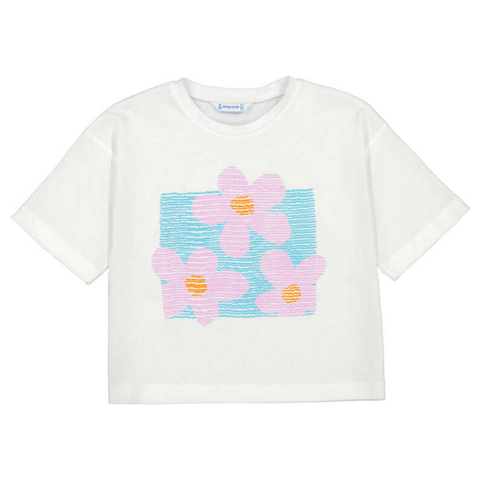 Mayoral Drop Shoulder T-Shirt - White/ Lilac