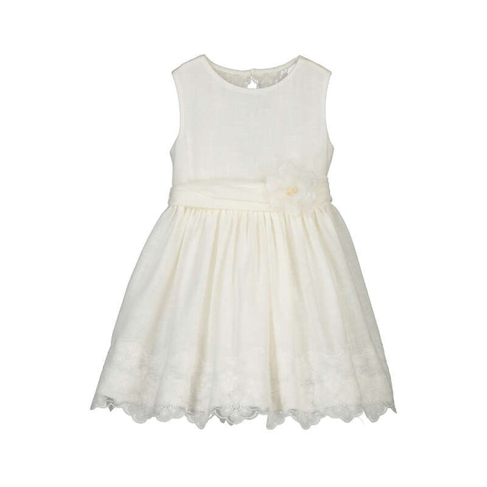 Mayoral Embroidered Dress - Natural White