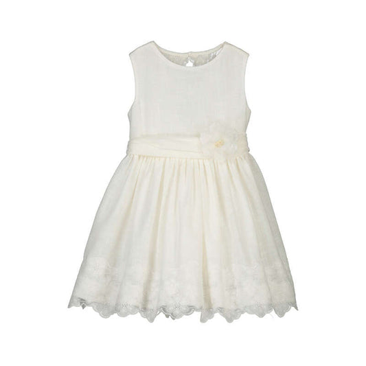 Mayoral Embroidered Dress - Natural White