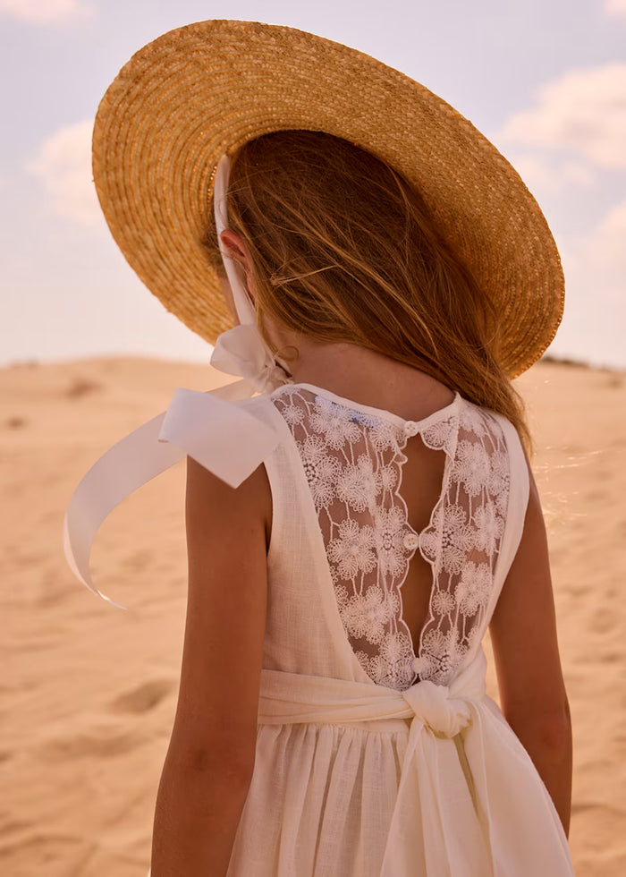 Mayoral Embroidered Dress - Natural White