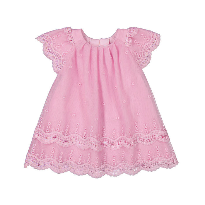 Mayoral Embroidered Tulle Dress - Mauve