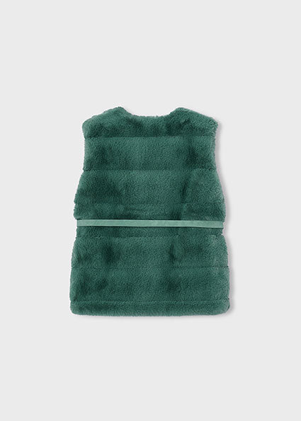 Mayoral Faux Fur Vest with Belt - Bay Leaf