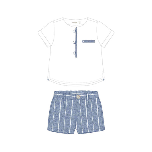 Mayoral Flat Short Set - White/Riviera