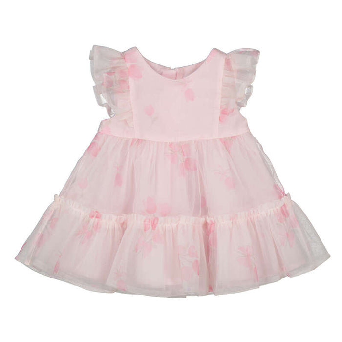 Mayoral Floral Tulle Dress - Baby Pink