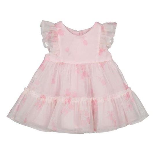 Mayoral Floral Tulle Dress - Baby Pink