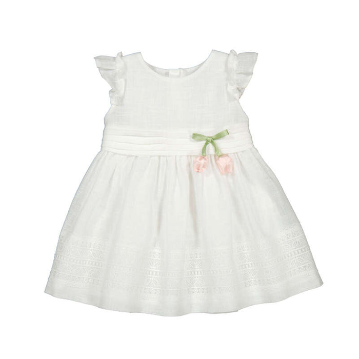 Mayoral Guipure Dress with Lace Trim - Natural/ Ecru
