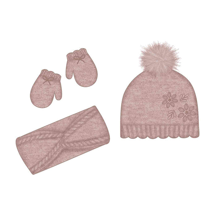 Mayoral Hat, Scarf & Mittens Set - Crystal Pink
