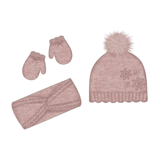 Mayoral Hat, Scarf & Mittens Set - Crystal Pink