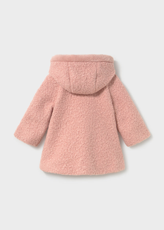 Mayoral Hooded Fuzzy Coat - Pink