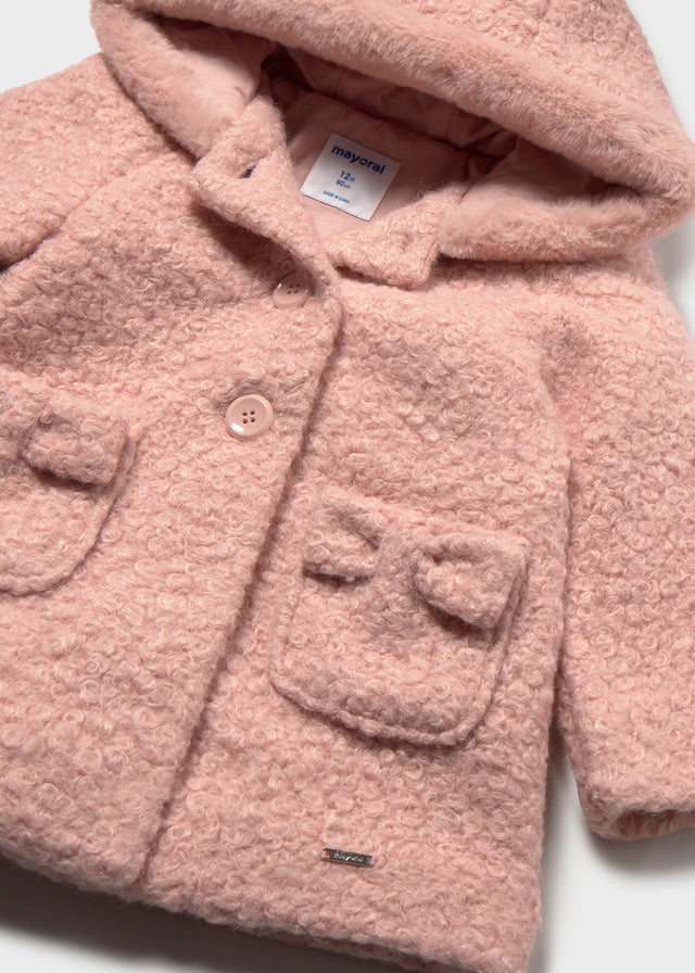 Mayoral Hooded Fuzzy Coat - Pink