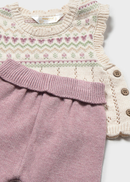 Mayoral Knit Legging and Vest Set - Mauve