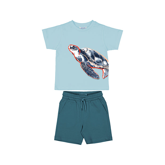 Mayoral Knit Short Set - Sky/Regatta Sea Turtle