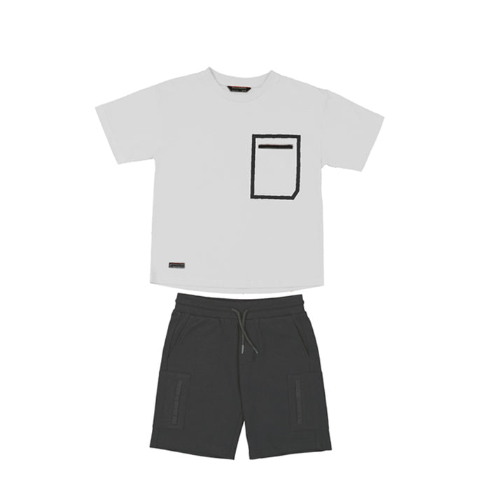 Mayoral Knit Short Set - White/Charcoal