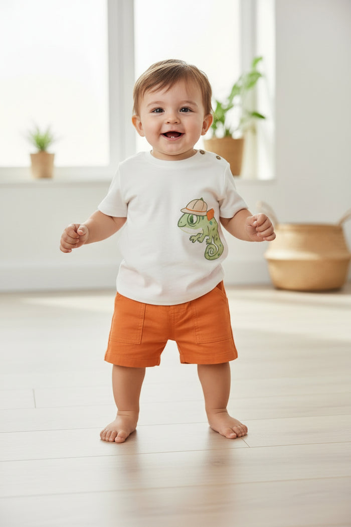 Mayoral Knit Shorts and T-Shirt Set - Clay