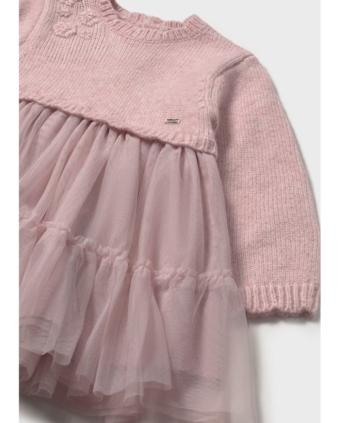 Mayoral Knit & Tulle Dress - Crystal Pink