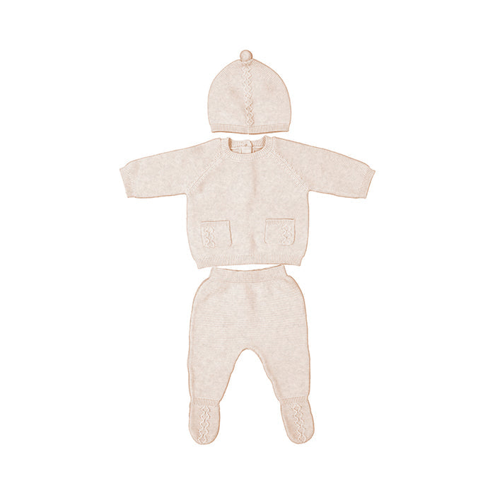 Mayoral Leg Warmer & Hat Set - Heathered Milk White