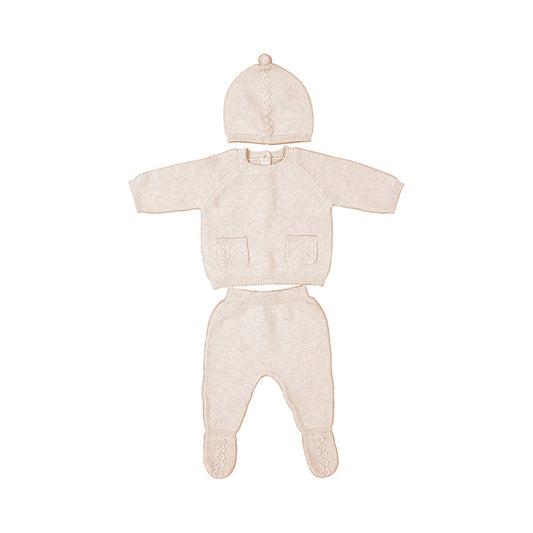 Mayoral Leg Warmer & Hat Set - Heathered Milk White