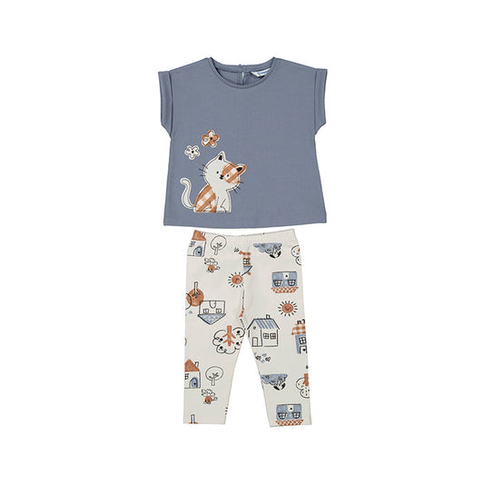 Mayoral Leggings Set - Charcoal Kittens