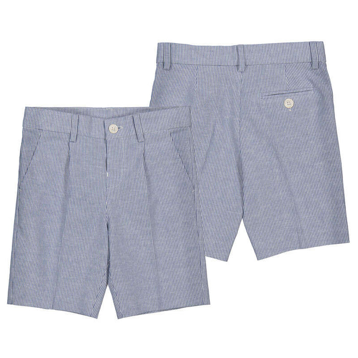 Mayoral Linen Bermuda Short - Blue Stripe