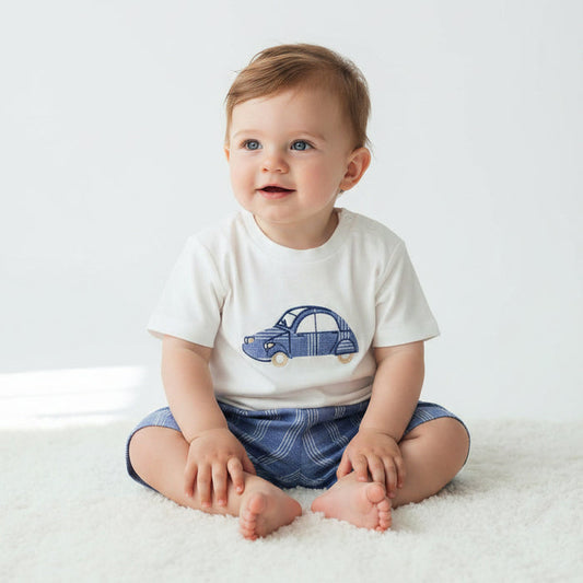 Mayoral Linen Short and T-Shirt Set - Capri Blue