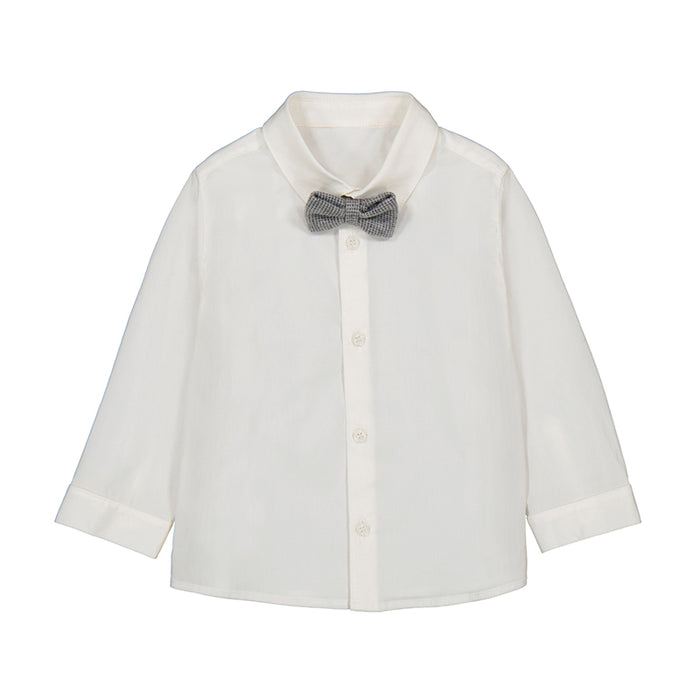 Mayoral Long Sleeve Dressy Shirt with Bowtie - Ivory