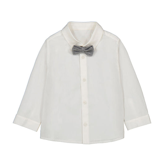 Mayoral Long Sleeve Dressy Shirt with Bowtie - Ivory