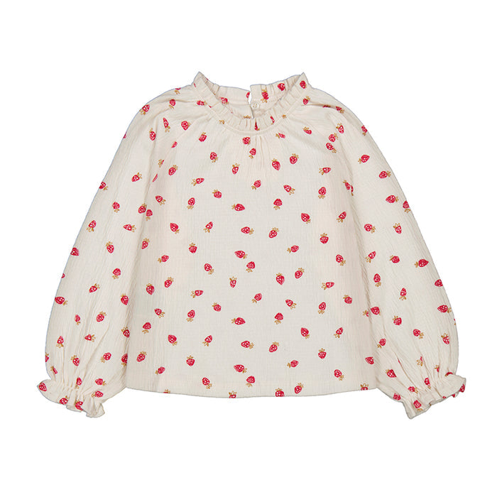 Mayoral Long Sleeve T-Shirt - Printed Strawberry Macchiato