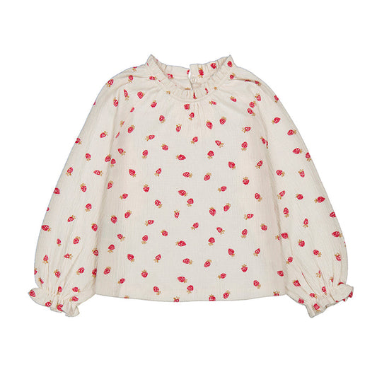 Mayoral Long Sleeve T-Shirt - Printed Strawberry Macchiato