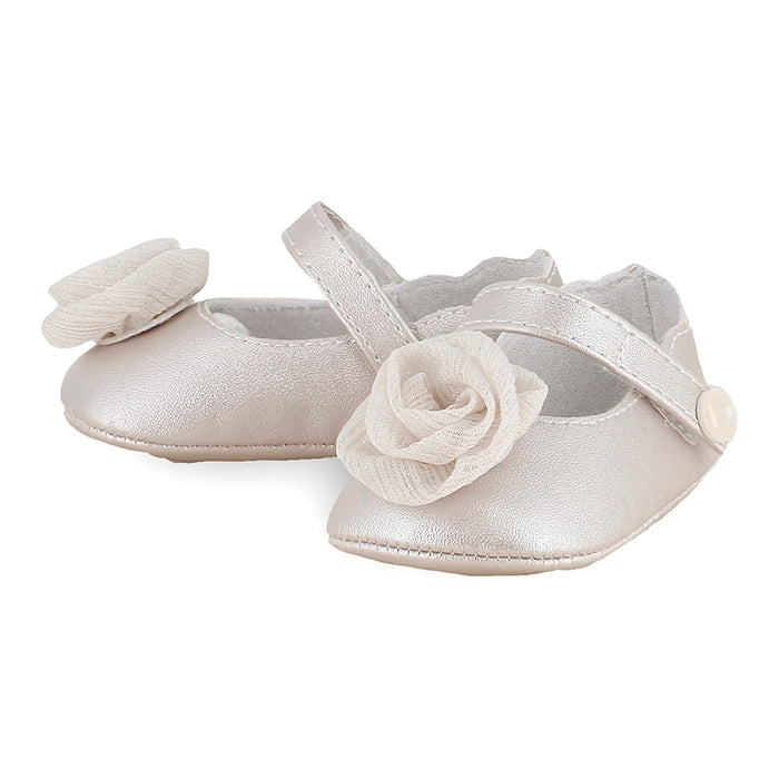 Mayoral Mary Jane Infant Shoes with Flower - Pearl