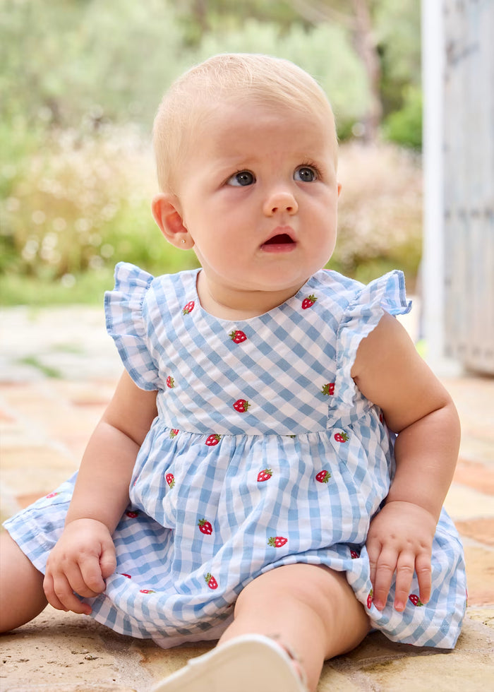 Mayoral Printed Dress with Bloomers - Lagoon with Strawberry