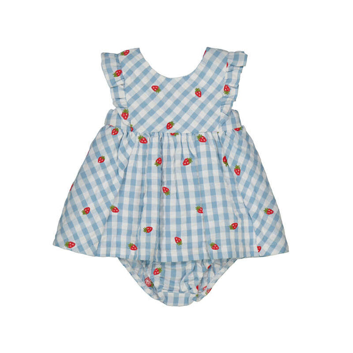 Mayoral Printed Dress with Bloomers - Lagoon with Strawberry
