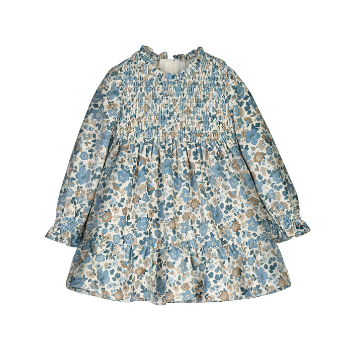 Mayoral Printed Velvet Dress - Blue Bell