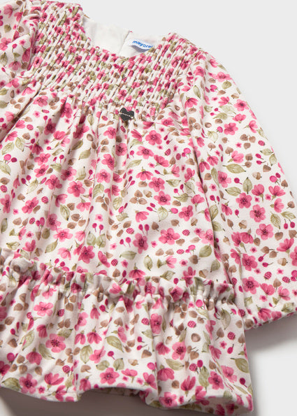 Mayoral Printed Velvet Dress - Petal