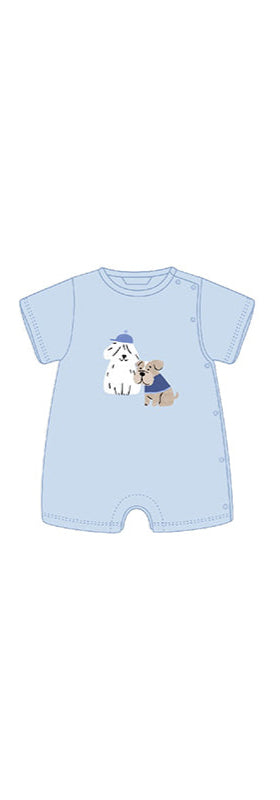 Mayoral Short Onsie - Sky Blue Puppy