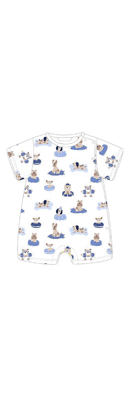 Mayoral Short Onsie All-Over Print - Sky Blue Puppies