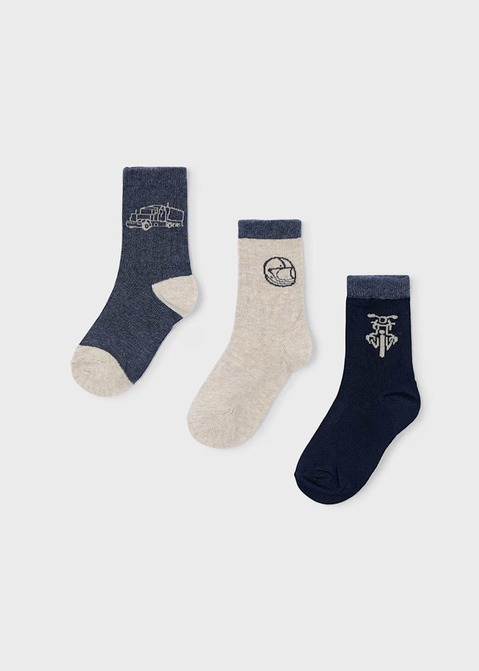 Mayoral Socks Set - 3 Pairs Navy