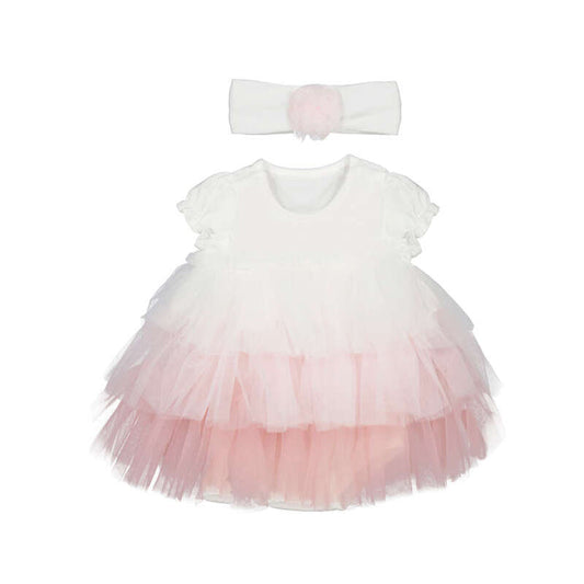 Mayoral Tulle Dress and Headband Set - Baby Pink