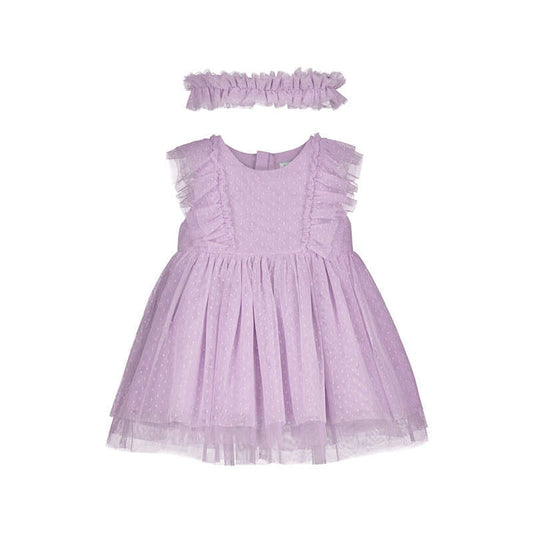 Mayoral Tulle Dress with Headband - Mauve