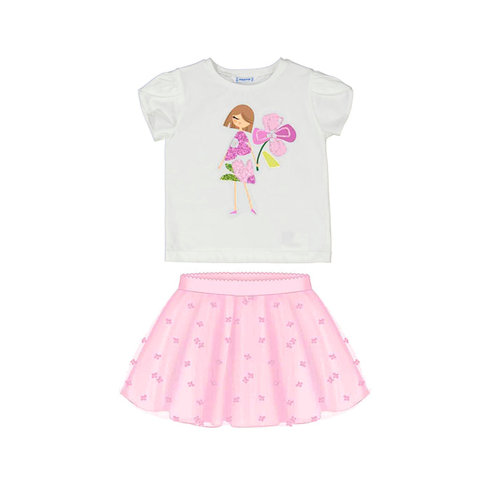 Mayoral Tulle Skirt Set - Mauve
