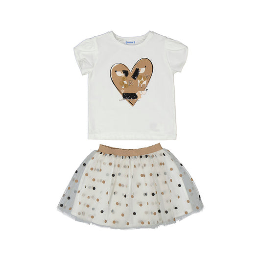 Mayoral Tulle Skirt Set - Natural