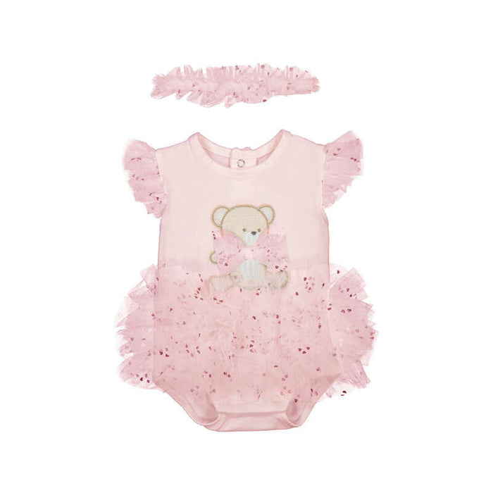 Mayoral Tutu Bodysuit with Headband Set - Baby Pink